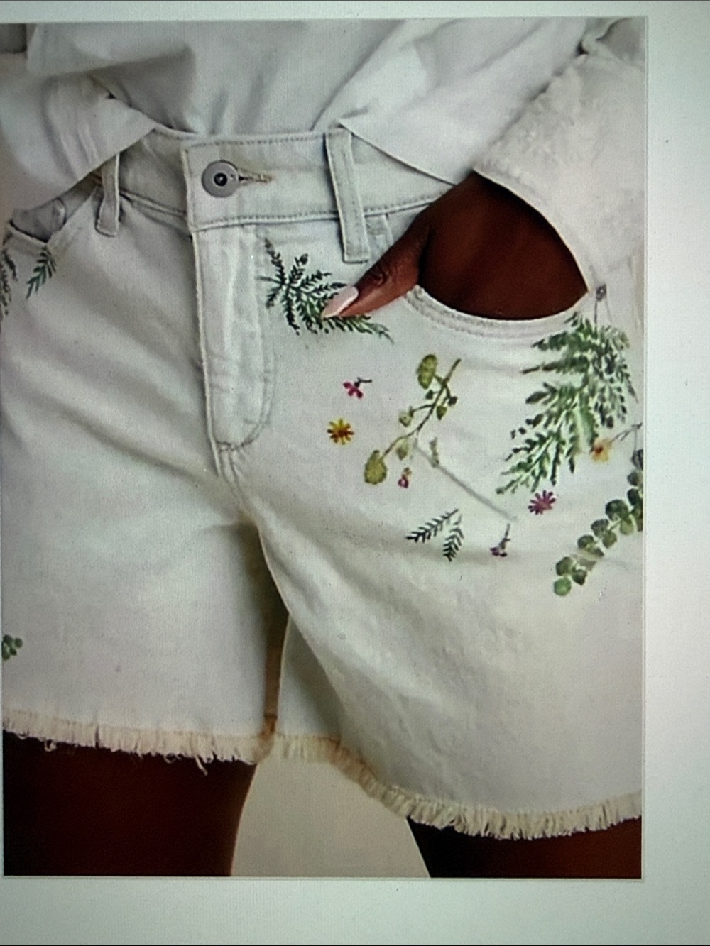 Anthropologie Pilcro Denim Shorts with Botanical Embroidery